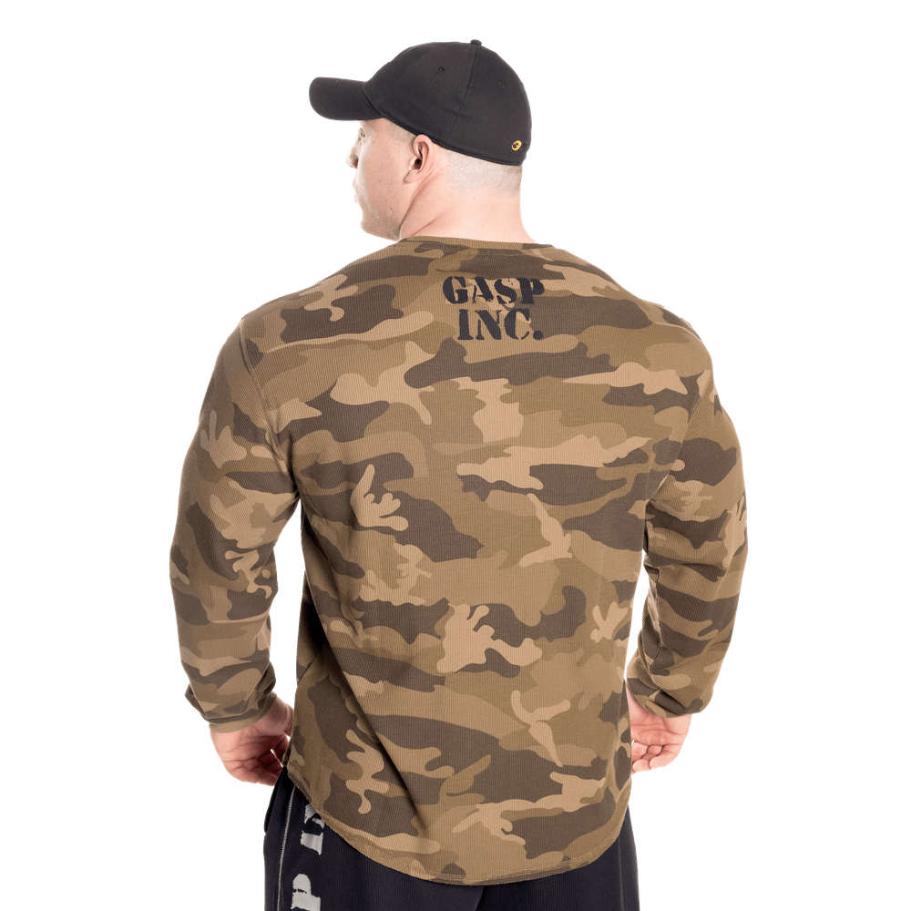 Pull thermique de sport Gasp, motif camouflage vert