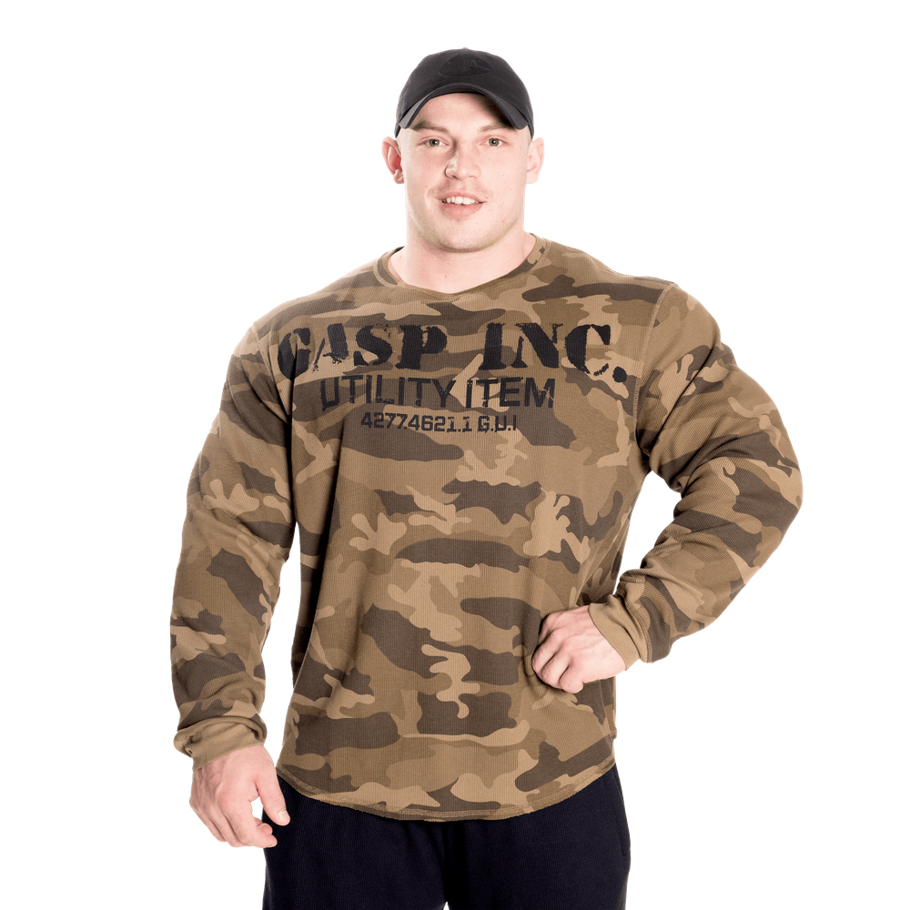 Pull thermique de sport Gasp, motif camouflage vert