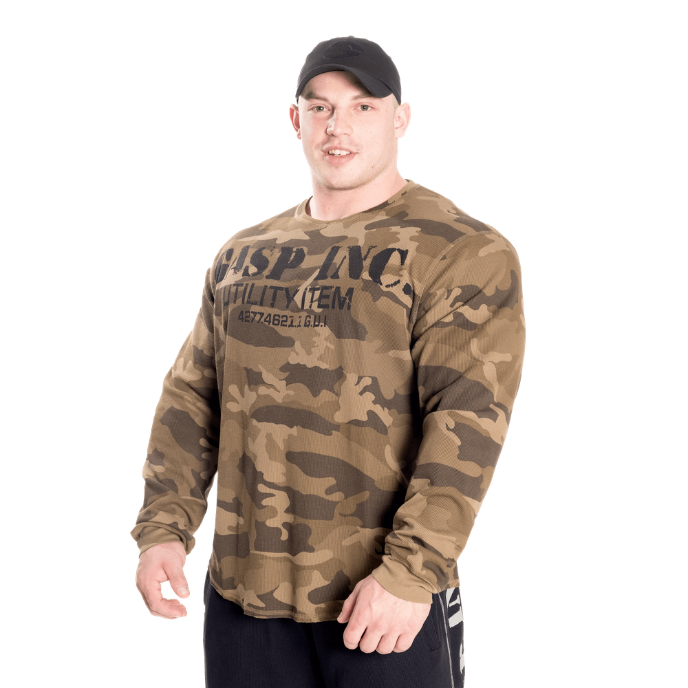 Pull thermique de sport Gasp, motif camouflage vert
