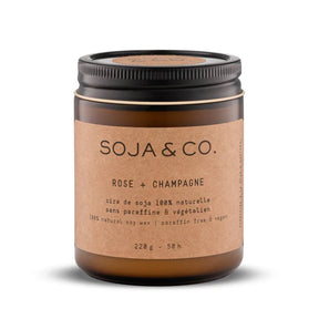 Soja&Co - 100% Natural Soy Wax Candles 8 oz - Rose & Champagne