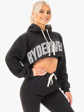 Ryderwear Block Cropped Oversize Hoodie Black