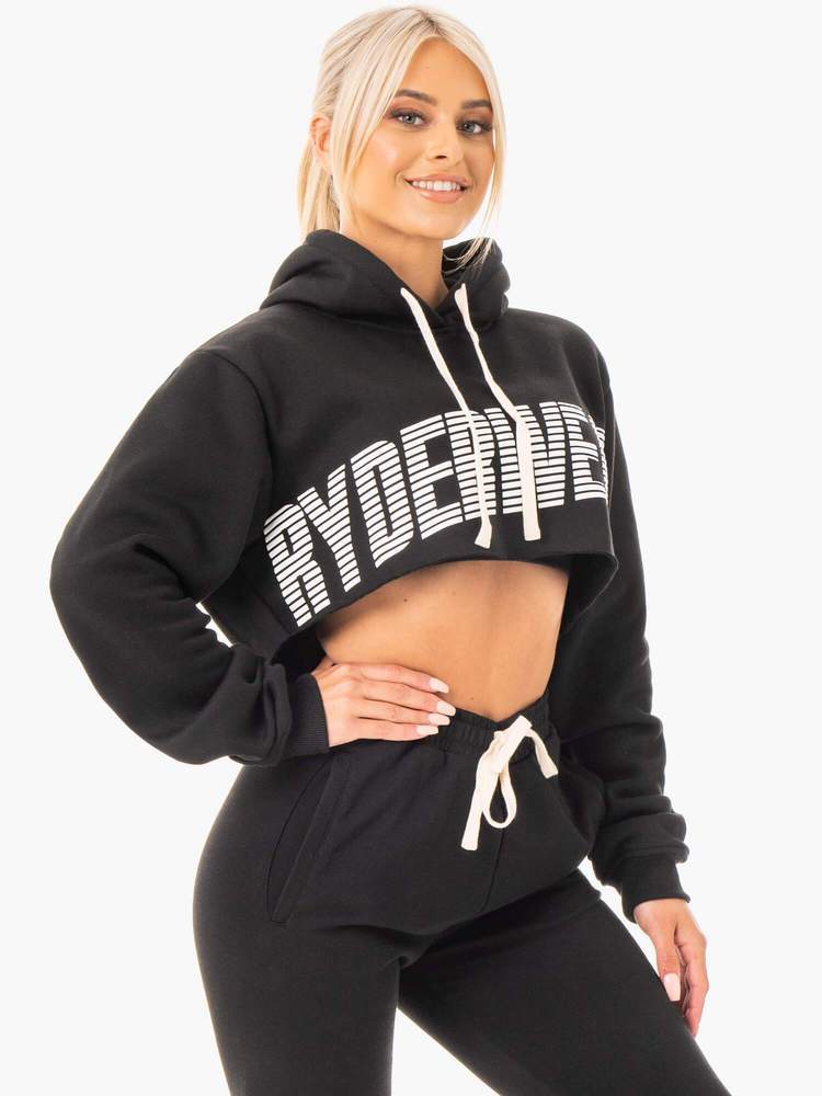 Ryderwear Block Cropped Oversize Hoodie Black