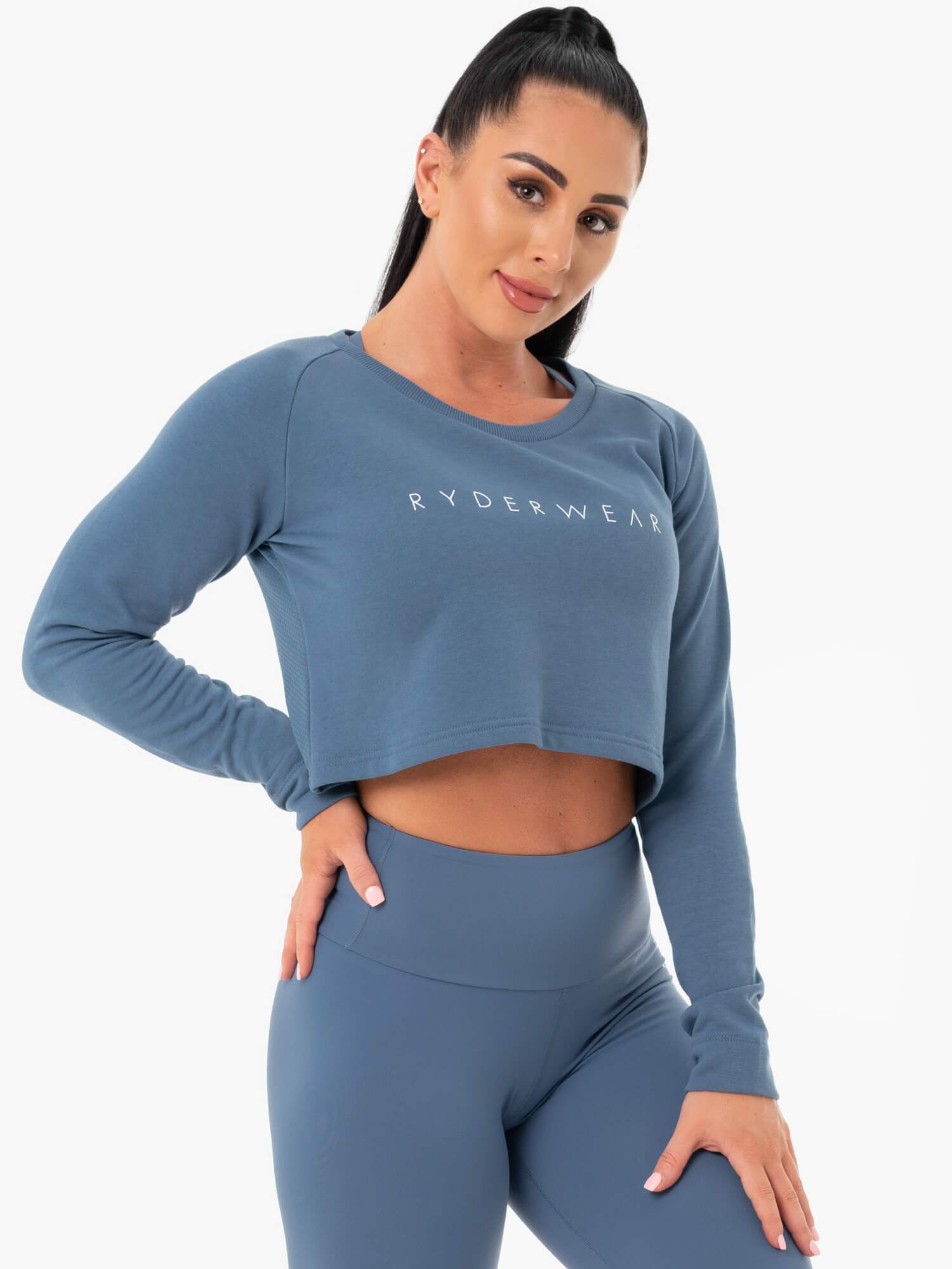 Ryderwear Staples Cropped Sweater Steel Blue