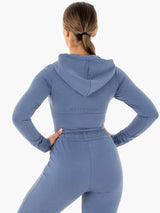 Ryderwear Cropped Zip Hoodie Steel Blue