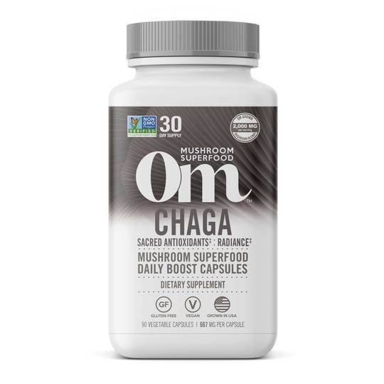 OM Mushroom Superfood - Capsules quotidiennes de super-aliments à base de champignon chaga - 75 gélules