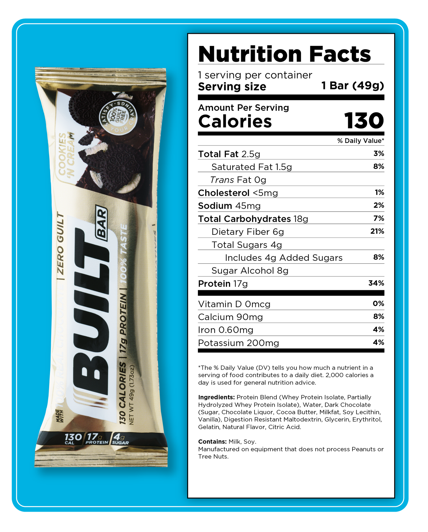 Built Protein Bar - 100% Real Chocolate - Zero Guilt 49g