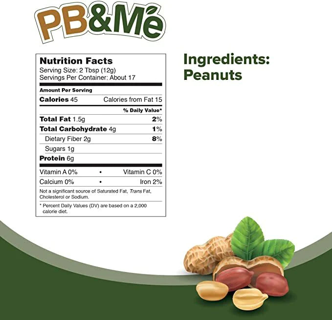 PB&Me - Powdered Peanut Butter - Dark Roast No Sugar Added 453g
