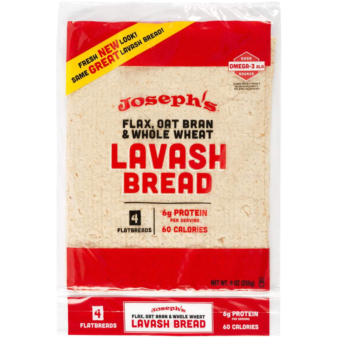 Joseph's - Pain complet aux graines de lin, au son d'avoine et au blé entier 255 g - 4 galettes de pain lavash