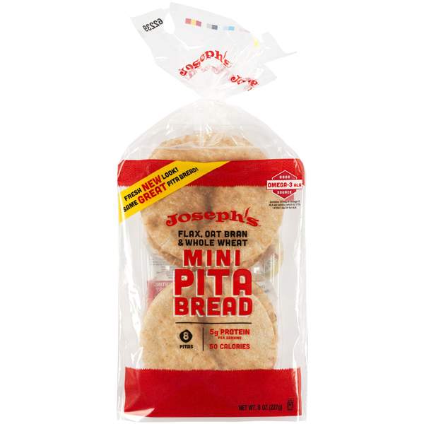 Pain Joseph's - Lin, son d'avoine et blé complet 227 g - 8 mini pitas