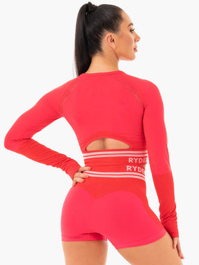 Ryderwear Freestyle Seamless Long Sleeve Crop Red