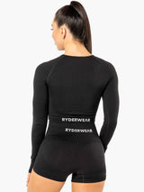 Ryderwear Electra Seamless Long Sleeve Crop Top Black