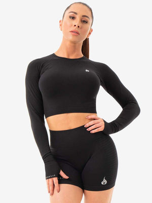 Ryderwear Geo Seamless Haut court à manches longues noir