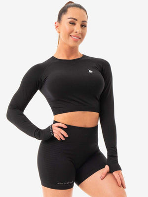 Ryderwear Geo Seamless Haut court à manches longues noir
