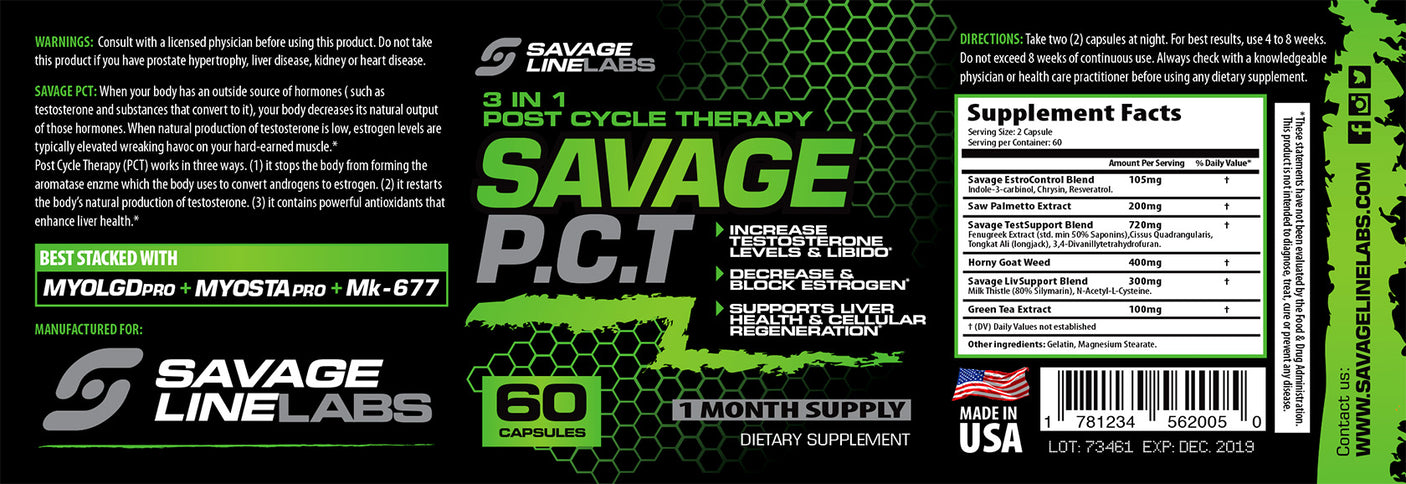 Savage Line Labs -  Savage PCT 60 Caps