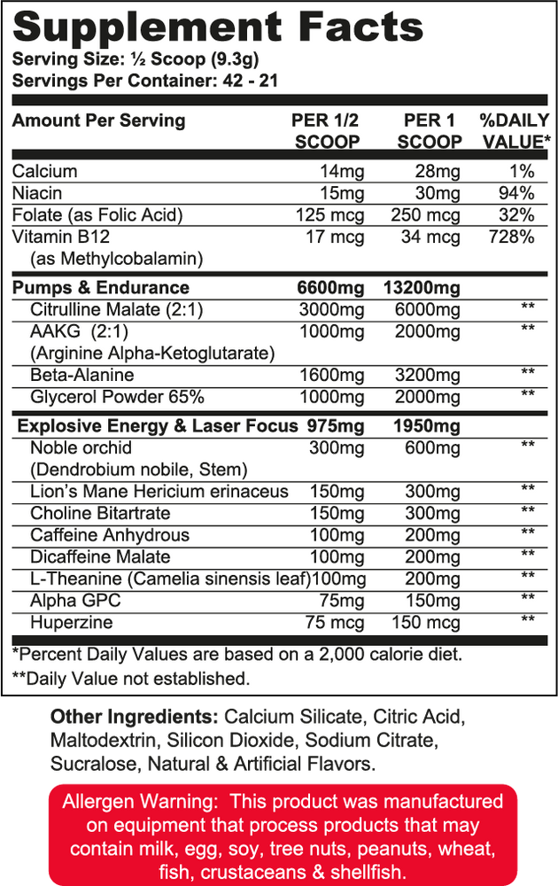 Wanted1 PreW1 - Pre Workout Formula - 42 serving