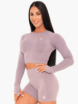 Ryderwear Geo Seamless Long Sleeve Crop Top Purple