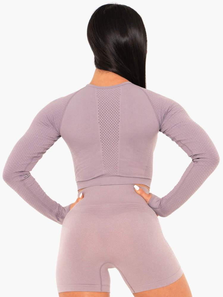 Ryderwear Geo Seamless Long Sleeve Crop Top Violet