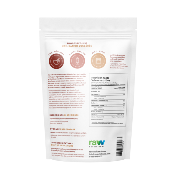 Poudre de maca biologique crue et nutritive 225 g