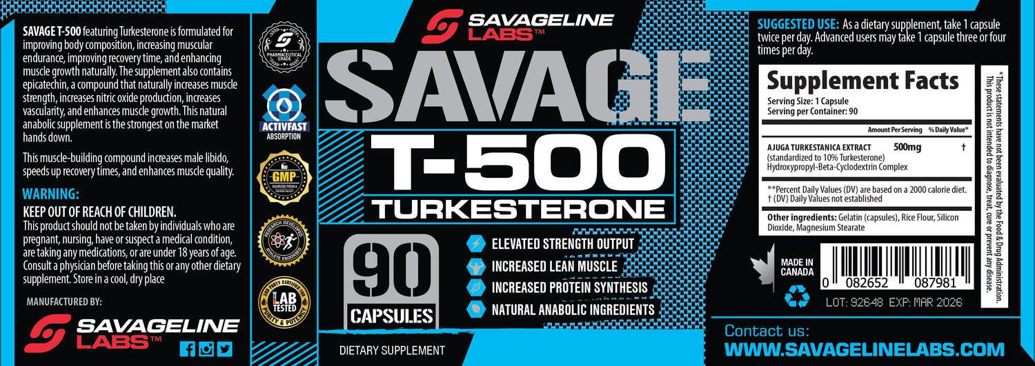 Savage Line - T500 Turkestérone - 90 gélules