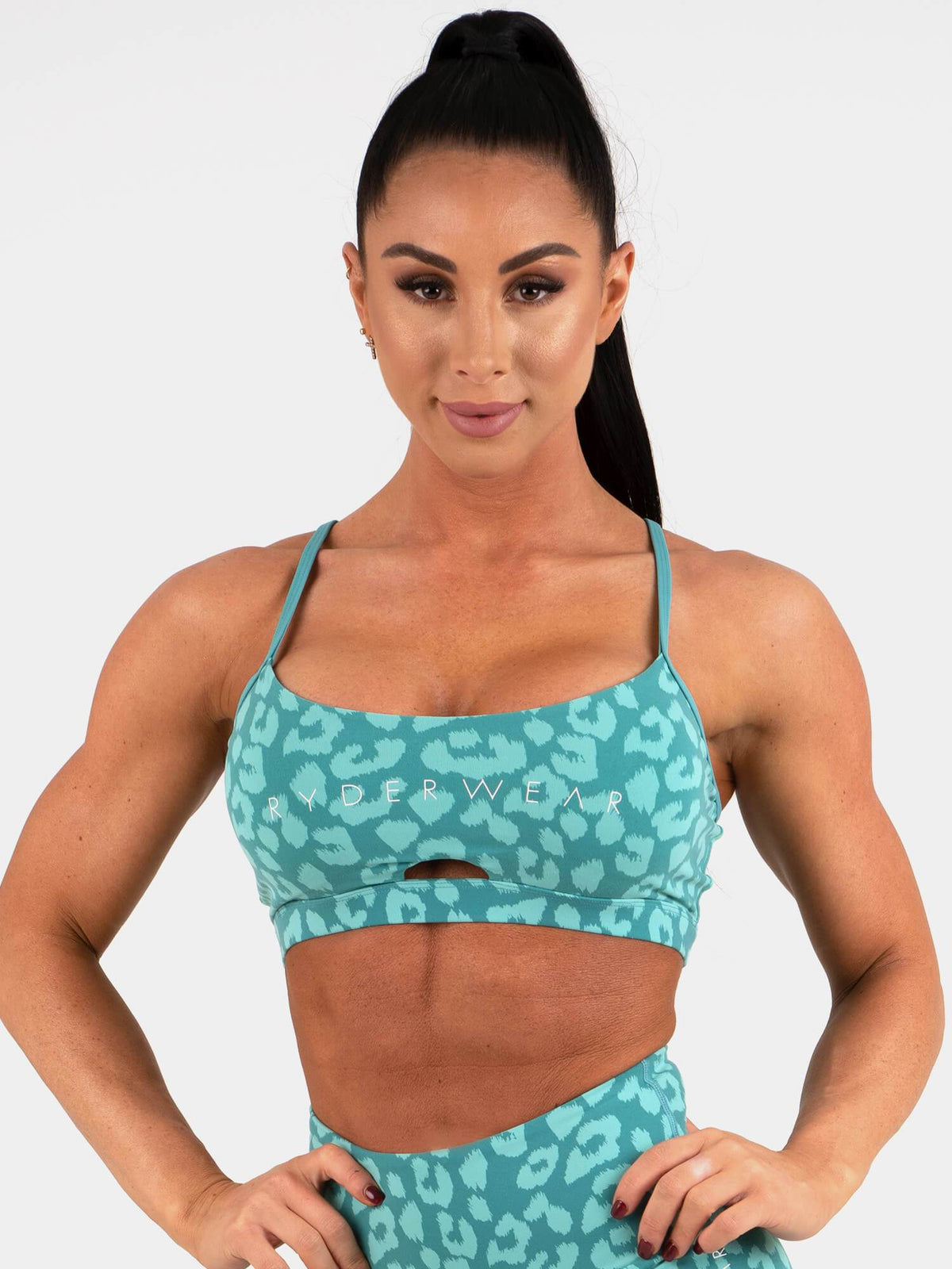 Ryderwear Animal Sports Bra Leopard Teal