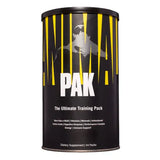Black and yellow supplement canister labeled 'PAK' on a white background
