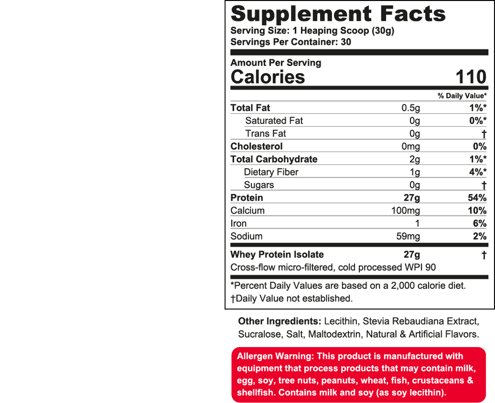 Wanted1 ISO1 - Ultra Pure Whey Isolate Protein - 2lbs