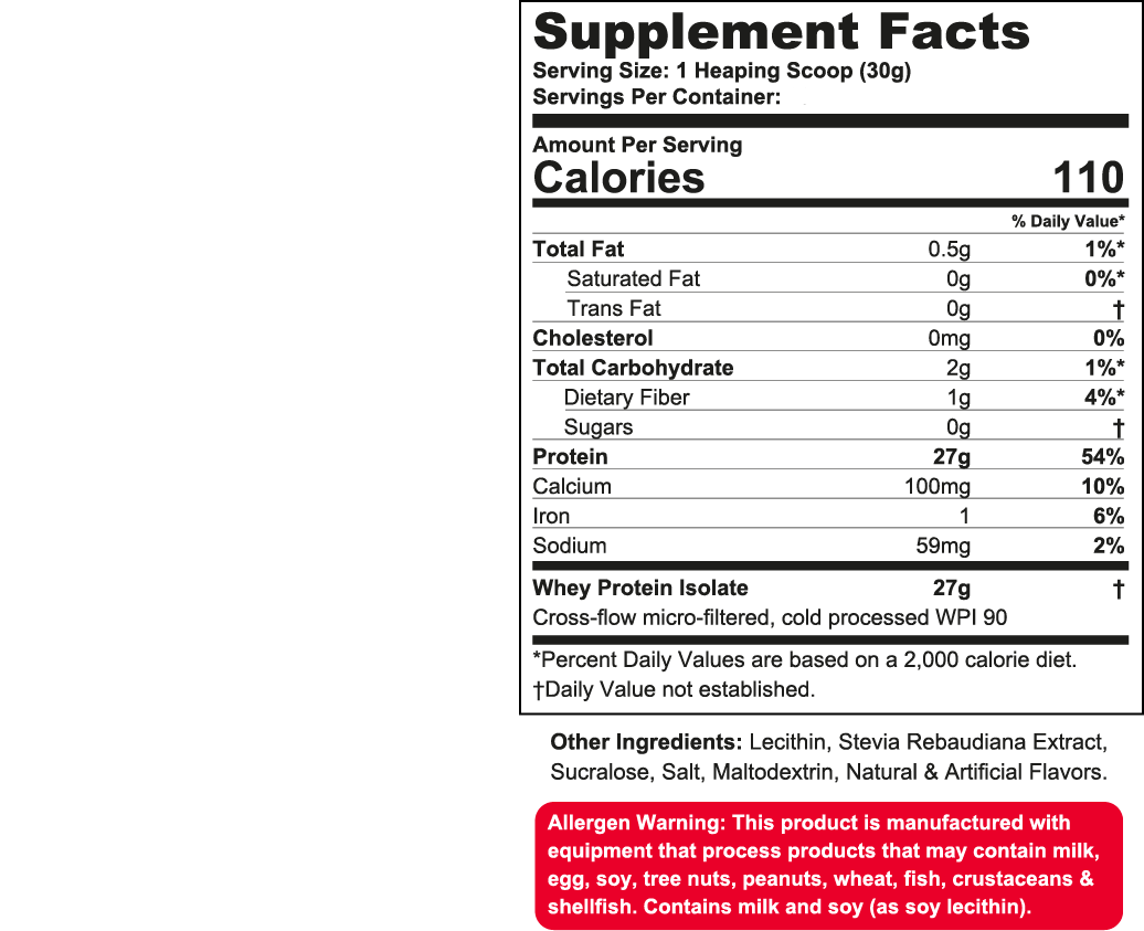 Wanted1 ISO1 - Ultra Pure Whey Isolate Protein - 5lbs