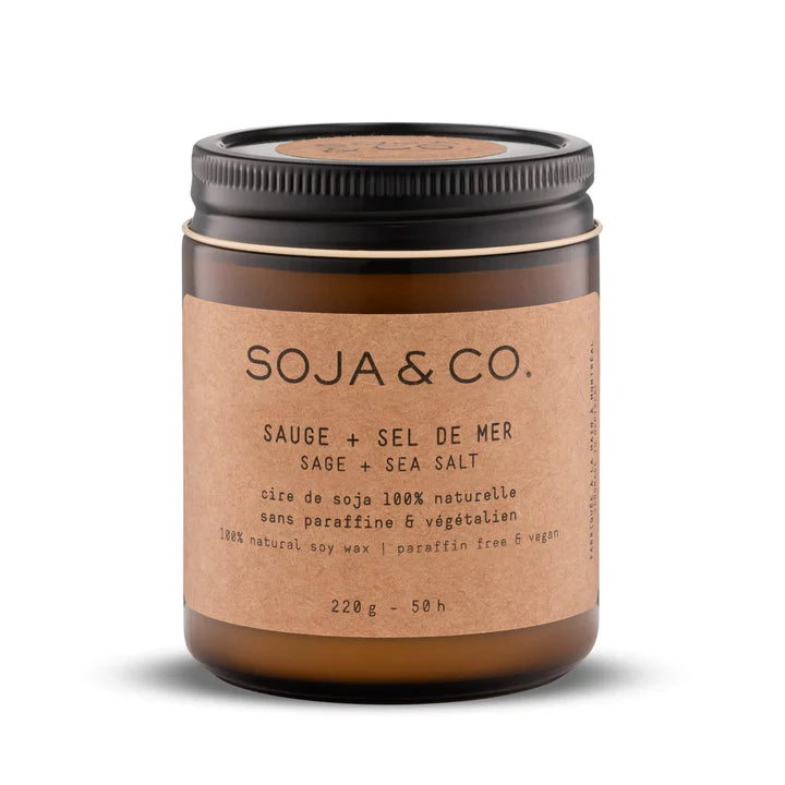 Soja&amp;Co - Bougies 100 % cire de soja naturelle 227 g - Sauge et sel marin