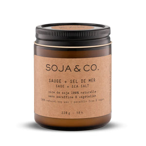 Soja&amp;Co - Bougies 100 % cire de soja naturelle 227 g - Sauge et sel marin
