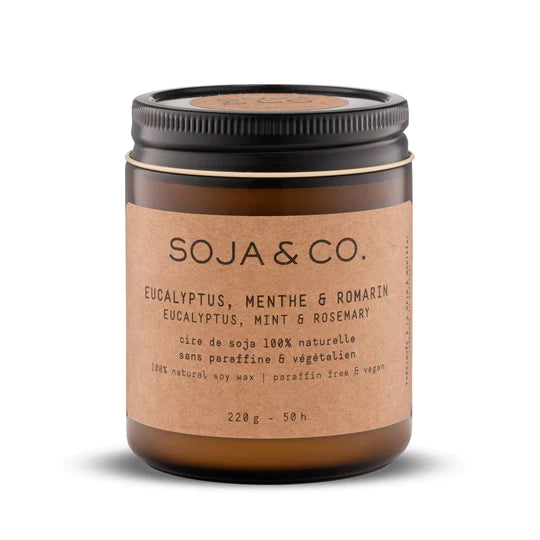 Soja&amp;Co - Bougies 100 % cire de soja naturelle 227 g - Eucalyptus, Menthe et Romarin