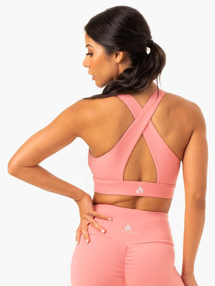 Soutien-gorge de sport Ryderwear Staples Cross Over rose