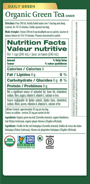 Traditional Medicinals - Tisane au gingembre et au thé vert - 16 sachets