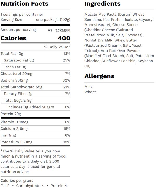 Muscle Mac High Protein Aged Sharp White Cheddar Cup 102g