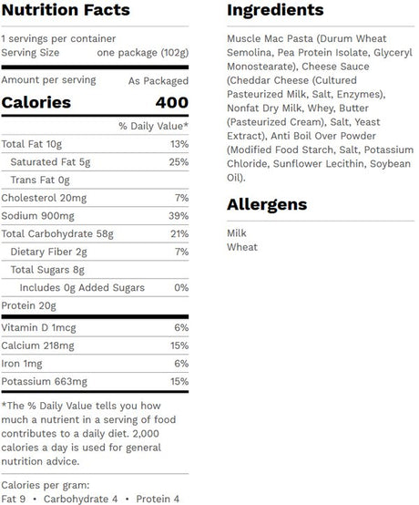 Muscle Mac High Protein Aged Sharp White Cheddar Cup 102g